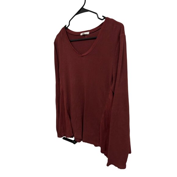 Threads 4 Thought Rust Red Organic Cotton Modal Long Sleeve Ribbed Top Sz S - Picture 3 of 10